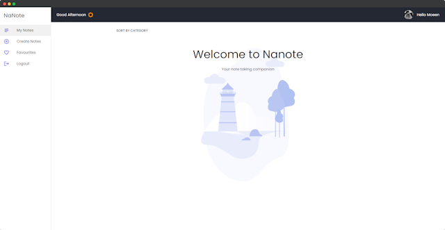 NaNote - Note Taking Web App created by Moeen Mahmud